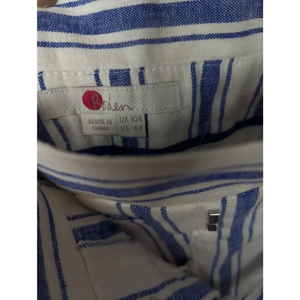 Boden St Ives paperbag striped linen blend trousers pants US 6 - Picture 8 of 11